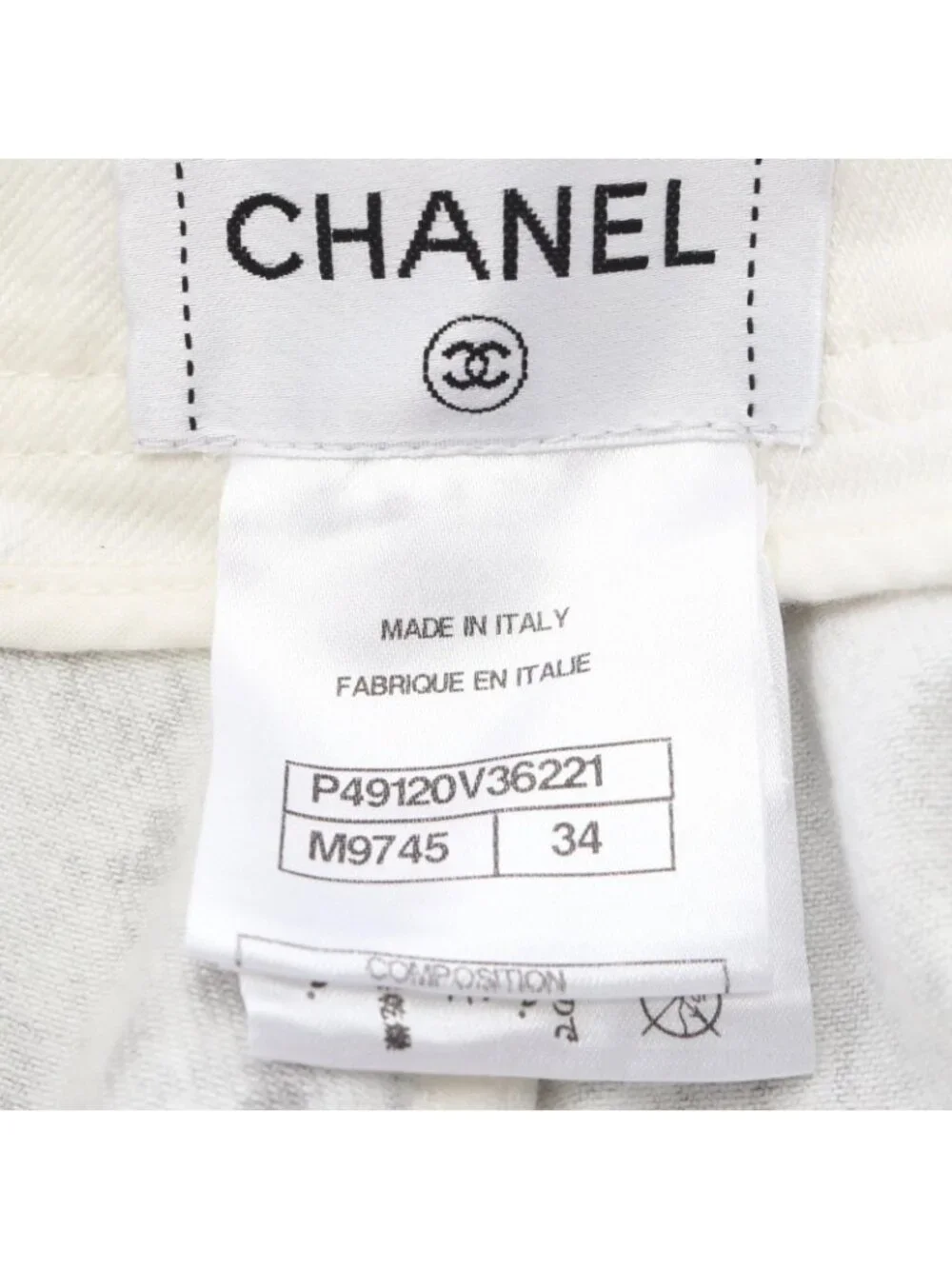 Chanel Denim Pants CC Logo Button Washout Skinny Cotton